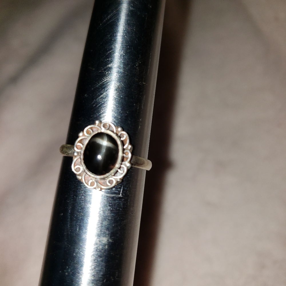 SS black stone ring - Picture 4 of 5